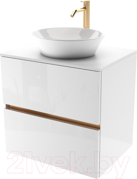 Изображение товара Тумба под умывальник ЗОВ Лира 100 / L100MW0MWGVG-KP13W (белый/белый глянец)
