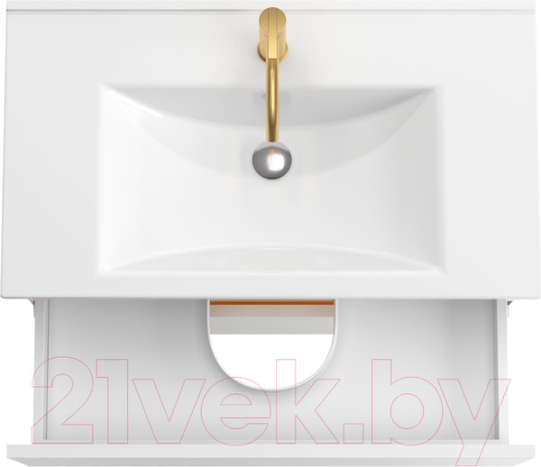 Изображение товара Тумба под умывальник ЗОВ Лира 100 / L100MW0MWGVG-KP13W (белый/белый глянец)