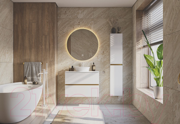 Изображение товара Тумба под умывальник ЗОВ Лира 100 / L100MW0MWGVG-KP13W (белый/белый глянец)