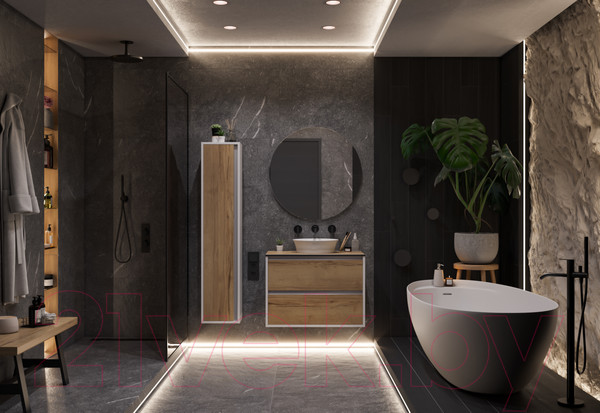 Изображение товара Тумба под умывальник ЗОВ Парма 90 / P90LWP0MHMC1A-KP13H (белый/галифакс)