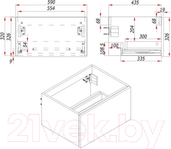 Изображение товара Тумба под умывальник ЗОВ Кито 60 / K60LW0MWMC-KP13W (белый/белый матовый)
