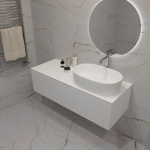 Изображение товара Тумба под умывальник ЗОВ Кито 120 / K120LW0MWMC-KP13W (белый/белый матовый)