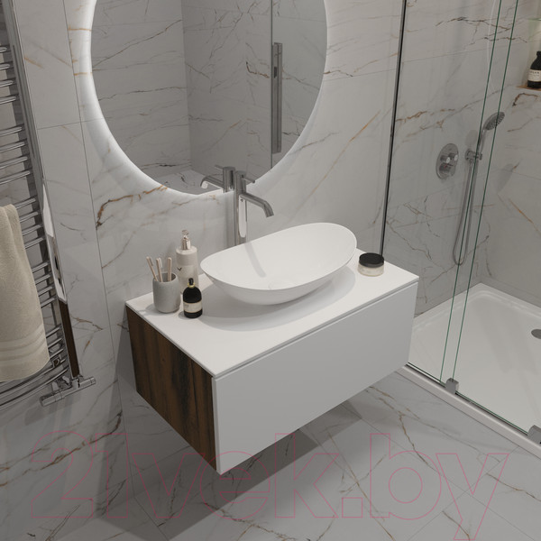 Изображение товара Тумба под умывальник ЗОВ Кито 100 / K100LA0MWMC-KP13W (аттик/белый матовый)