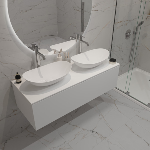 Изображение товара Тумба под умывальник ЗОВ Кито 120 / K120LA0MWMC-KP13W (аттик/белый матовый)