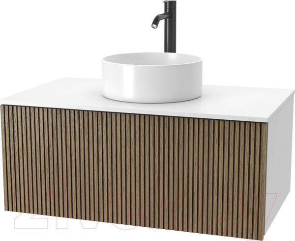Изображение товара Тумба под умывальник ЗОВ Кито 80 / K80LW0MRMC-KP13W (белый/тростник)