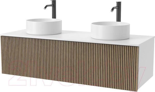 Изображение товара Тумба под умывальник ЗОВ Кито 120 / K120LW0MRMC-KP13W (белый/тростник)