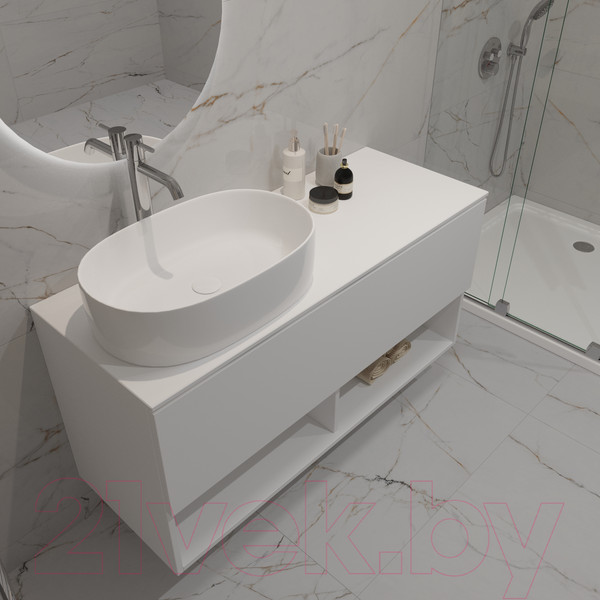 Изображение товара Тумба под умывальник ЗОВ Кито-2 120 / 2K120LW0MWMC-KP13W (белый матовый)