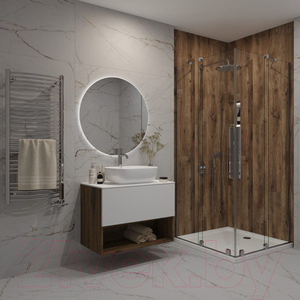 Изображение товара Тумба под умывальник ЗОВ Кито-2 60 / 2K60LA0MWMC-KP13W (аттик/белый матовый)