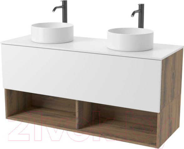 Изображение товара Тумба под умывальник ЗОВ Кито-2 120 / 2K120LA0MWMC-KP13W (аттик/белый матовый)