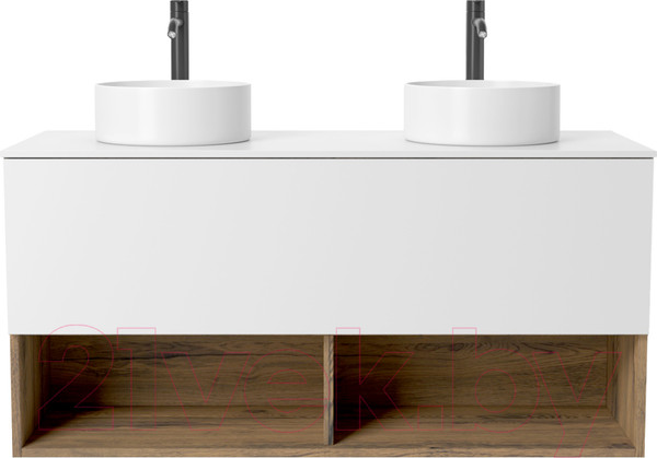 Изображение товара Тумба под умывальник ЗОВ Кито-2 120 / 2K120LA0MWMC-KP13W (аттик/белый матовый)