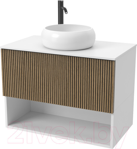 Изображение товара Тумба под умывальник ЗОВ Кито-2 70 / 2K70LW0MRMC-KP13W (белый/тростник)