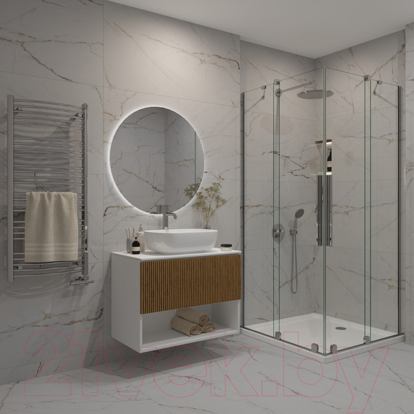 Изображение товара Тумба под умывальник ЗОВ Кито-2 60 / 2K60LW0MRMC-KP13W (белый/тростник)