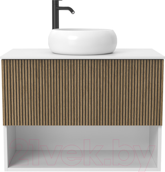 Изображение товара Тумба под умывальник ЗОВ Кито-2 60 / 2K60LW0MRMC-KP13W (белый/тростник)