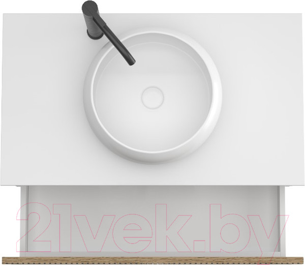 Изображение товара Тумба под умывальник ЗОВ Кито-2 100 / 2K100LW0MRMC-KP13W (белый/тростник)