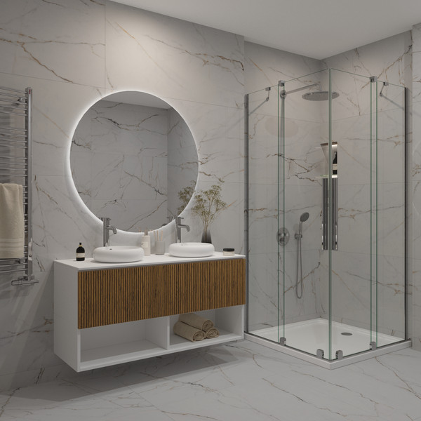 Изображение товара Тумба под умывальник ЗОВ Кито-2 120 / K120LW0MRMC-KP13W (белый/тростник)