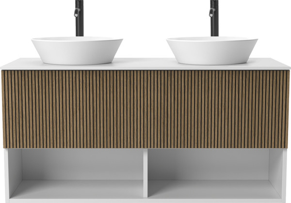 Изображение товара Тумба под умывальник ЗОВ Кито-2 120 / K120LW0MRMC-KP13W (белый/тростник)