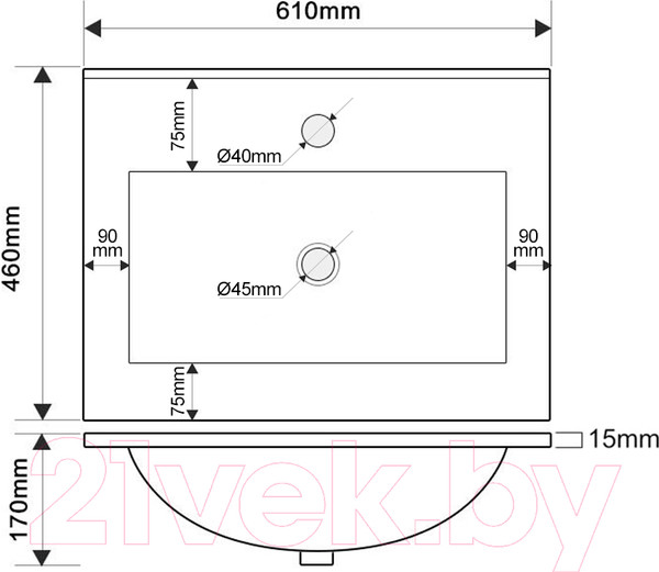 Изображение товара Тумба с умывальником ЗОВ Дион 60 / D60LHO0M9003MKV5-OL60 (белый матовый/дуб)