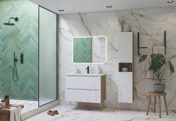 Изображение товара Тумба с умывальником ЗОВ Дион 100 / D100LWP0M9003MKV5-OL100 (белый матовый)