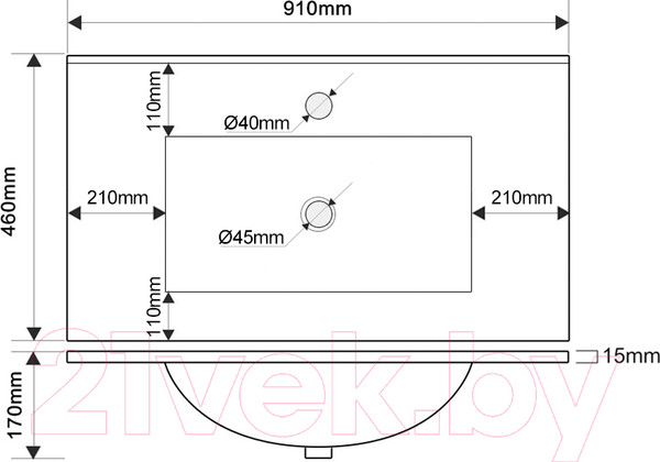 Изображение товара Тумба с умывальником ЗОВ Дион 90 / D90LHO0M7015GKV5-OL90 (графит глянец/дуб)