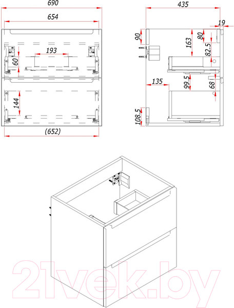 Изображение товара Тумба с умывальником ЗОВ Дион 70 / D70LHO0M7015МKV5-OL70 (графит матовый/дуб)