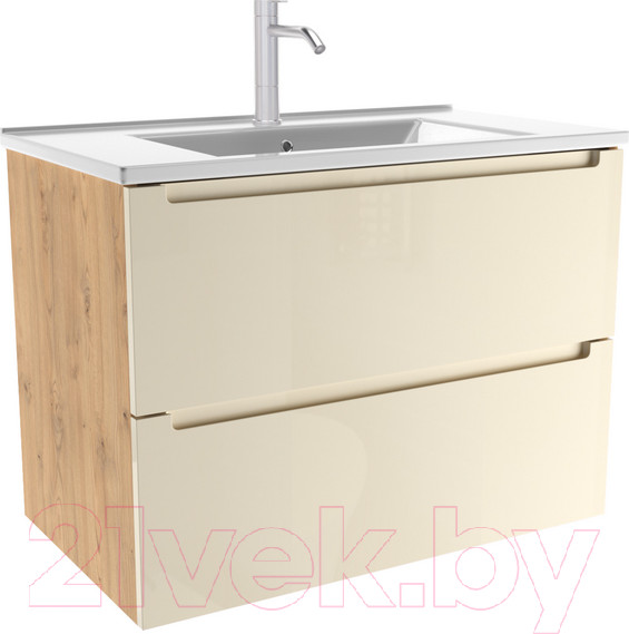 Изображение товара Тумба с умывальником ЗОВ Дион 60 / D60LHO0M1015GKV5-OL60 (бежевый глянец/дуб)