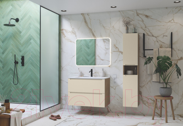 Изображение товара Тумба с умывальником ЗОВ Дион 60 / D60LHO0M1015GKV5-OL60 (бежевый глянец/дуб)