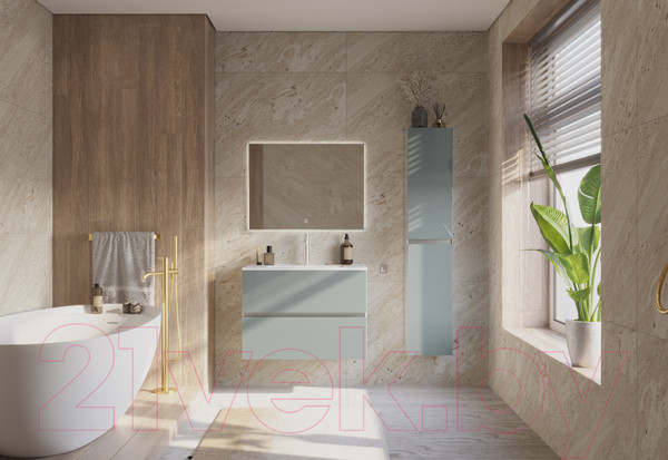 Изображение товара Тумба с умывальником ЗОВ Лира 60 / L60MW0MAGVA-OL60 (адриатик)