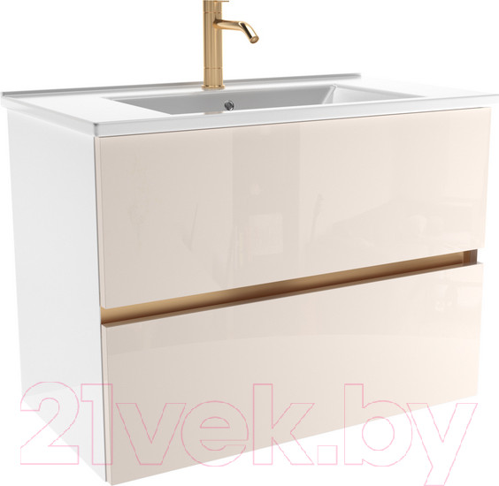 Изображение товара Тумба с умывальником ЗОВ Лира 70 / L70MW0MTGVG-OL70 (тальк)