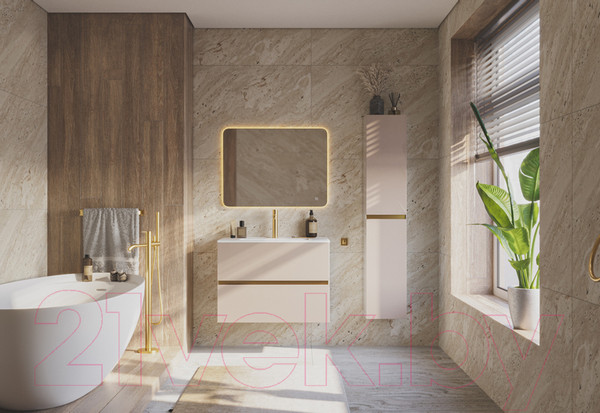 Изображение товара Тумба с умывальником ЗОВ Лира 70 / L70MW0MTGVG-OL70 (тальк)