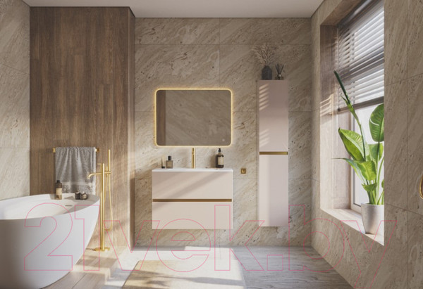 Изображение товара Тумба с умывальником ЗОВ Лира 90 / L90MW0MTGVG-OL90 (тальк)