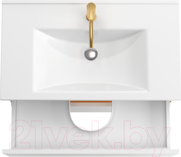 Изображение товара Тумба с умывальником ЗОВ Лира 70 / L70MW0MWGVG-OL70 (белый глянец)
