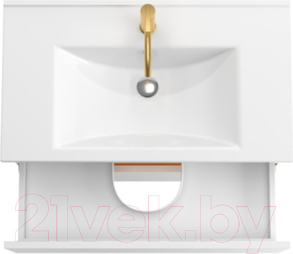 Изображение товара Тумба с умывальником ЗОВ Лира 100 / L100MW0MWGVG-OL100 (белый глянец)