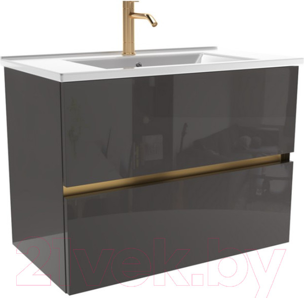 Изображение товара Тумба с умывальником ЗОВ Лира 100 / L100MWFMLGVG-OL100 (грифель глянец)