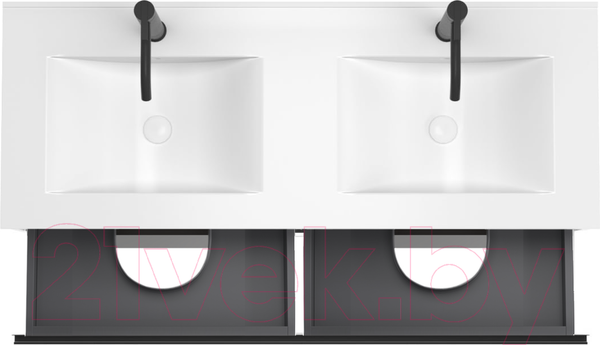 Изображение товара Тумба с умывальником ЗОВ Лира 120 / L120MWFMLGVG-OL120 (грифель глянец)
