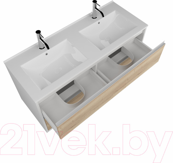 Изображение товара Тумба с умывальником ЗОВ Парма 120 / P120LWP0MHMC1A-OL120 (белый/галифакс)