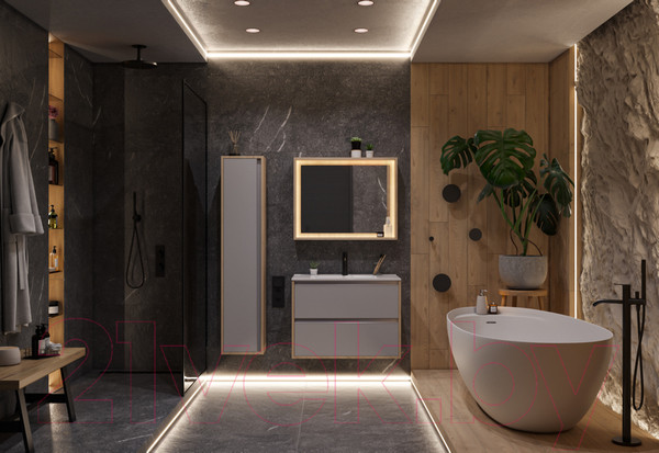 Изображение товара Тумба с умывальником ЗОВ Парма 80 / P80LC0MSMC1A-OL80 (сталь/каштан)