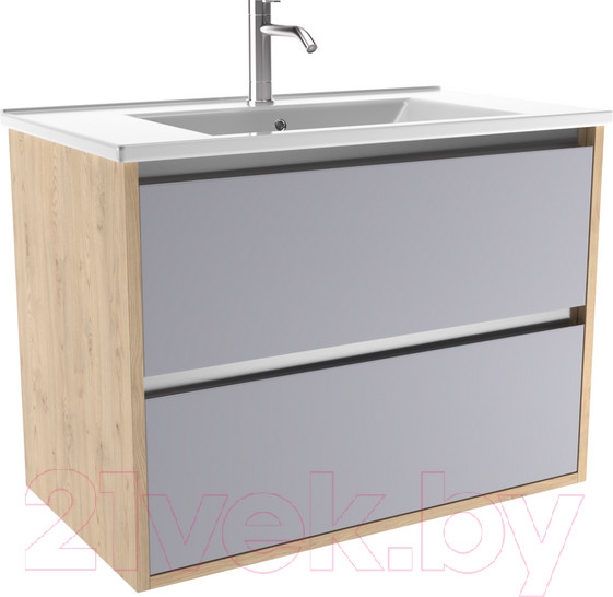 Изображение товара Тумба с умывальником ЗОВ Парма 100 / P100LC0MSMC1A-OL100 (сталь/каштан)