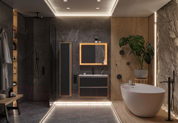 Изображение товара Тумба с умывальником ЗОВ Парма 100 / P100LHO0MBPMC1A-OL100 (дуб/черный)