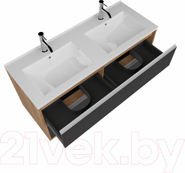 Изображение товара Тумба с умывальником ЗОВ Парма 120 / P120LHO0MBPMC1A-OL120 (дуб/черный)
