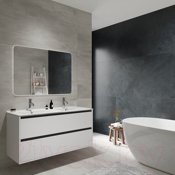 Изображение товара Тумба с умывальником ЗОВ Парма 120 / P120LWP0MWMC1B-OL120 (белый матовый)