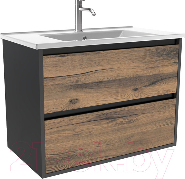 Изображение товара Тумба с умывальником ЗОВ Парма 100 / P100LAN0MAMC1B-OL100 (антрацит/аттик)