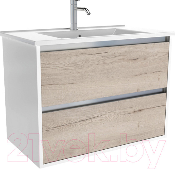 Изображение товара Тумба с умывальником ЗОВ Парма 100 / P100LWP0MWHMC1A-OL100 (белый/белый галифакс)