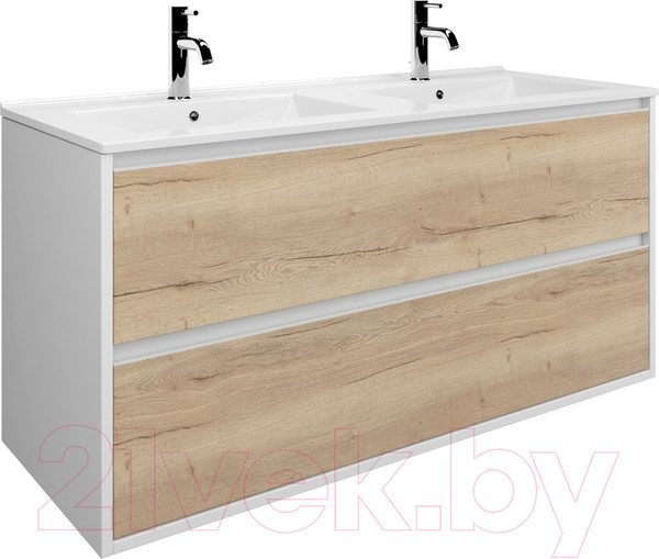 Изображение товара Тумба с умывальником ЗОВ Парма 120 / P120LWP0MWHMC1A-OL120 (белый/белый галифакс)