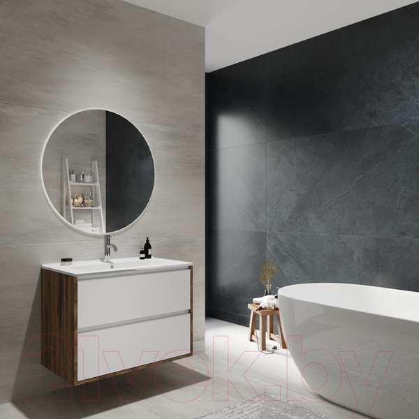 Изображение товара Тумба с умывальником ЗОВ Парма 100 / P100LA0MWMC1A-OL100 (аттик/белый матовый/алюминий)