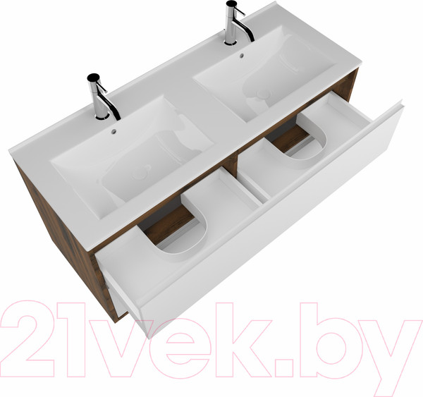 Изображение товара Тумба с умывальником ЗОВ Парма 120 / P120LA0MWMC1A-OL120 (аттик/белый матовый/алюминий)