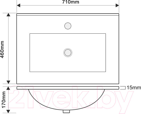 Изображение товара Тумба с умывальником ЗОВ Парма 70 / P70LA0MWMC1B-OL70 (аттик/белый матовый/черный)