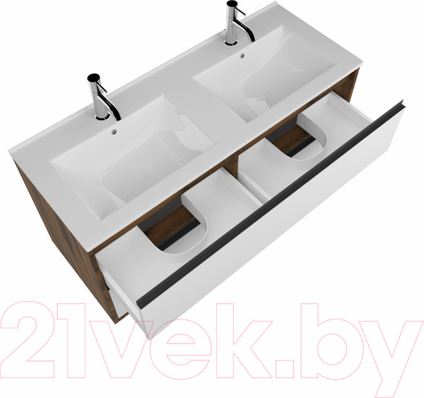 Изображение товара Тумба с умывальником ЗОВ Парма 120 / P120LA0MWMC1B-OL120 (аттик/белый матовый/черный)