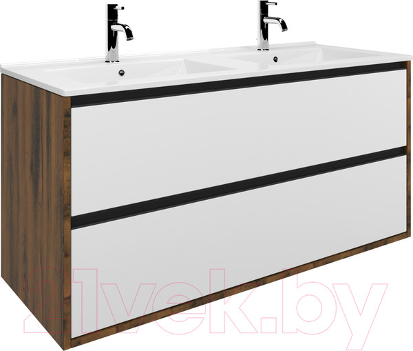 Изображение товара Тумба с умывальником ЗОВ Парма 120 / P120LA0MWMC1B-OL120 (аттик/белый матовый/черный)