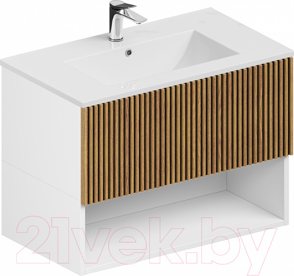 Изображение товара Тумба с умывальником ЗОВ Кито-2 70 /2K70LW0MRM-OL70 (белый/тростник)