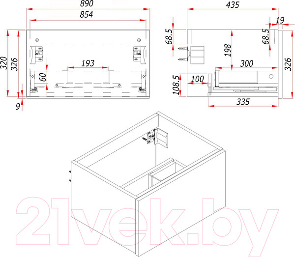 Изображение товара Тумба с умывальником ЗОВ Кито 90 / K90LW0MWM-OL90 (белый матовый)